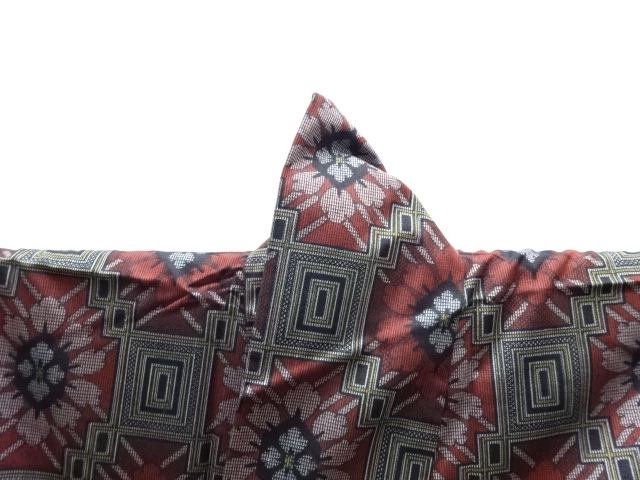  幾何学に花模様織り出し西陣伝承紬着物アンサンブル